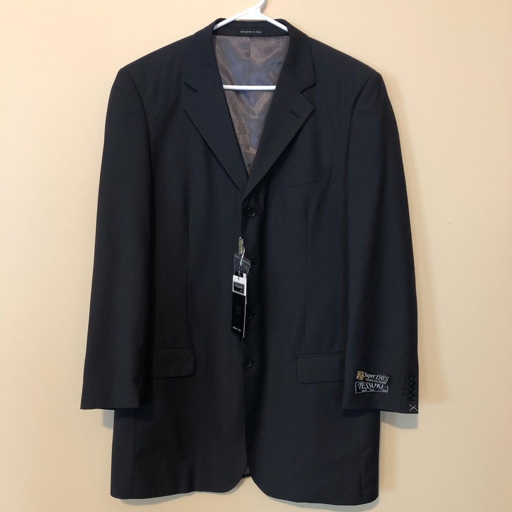 Tessori Milan Italy Charcoal Gray Blazer NWT 40R